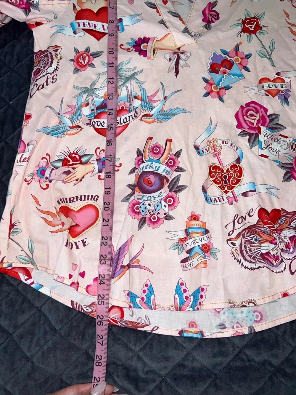 Ivy Jane True Love Top Women’s Small Tattoo Hearts Floral Shirt Blouse USA I_4